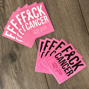 F*CK CANCER STICKER - White / Pink