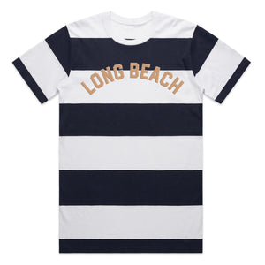 Long Beach Vintage Stripe Tee - Navy White Khaki