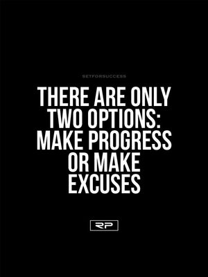 Two Options; Progress or Excuses - 18x24 Poster