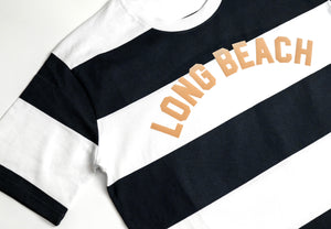 Long Beach Vintage Stripe Tee - Navy White Khaki