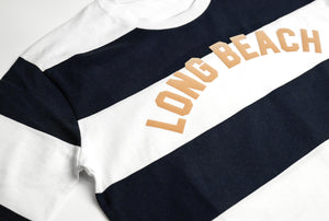 Long Beach Vintage Stripe Tee - Navy White Khaki