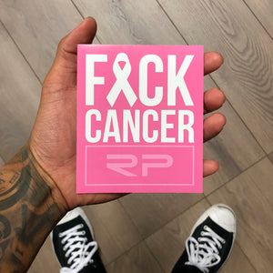 F*CK CANCER STICKER - White / Pink