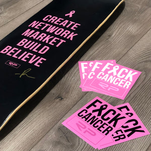 F*CK CANCER STICKER - White / Pink